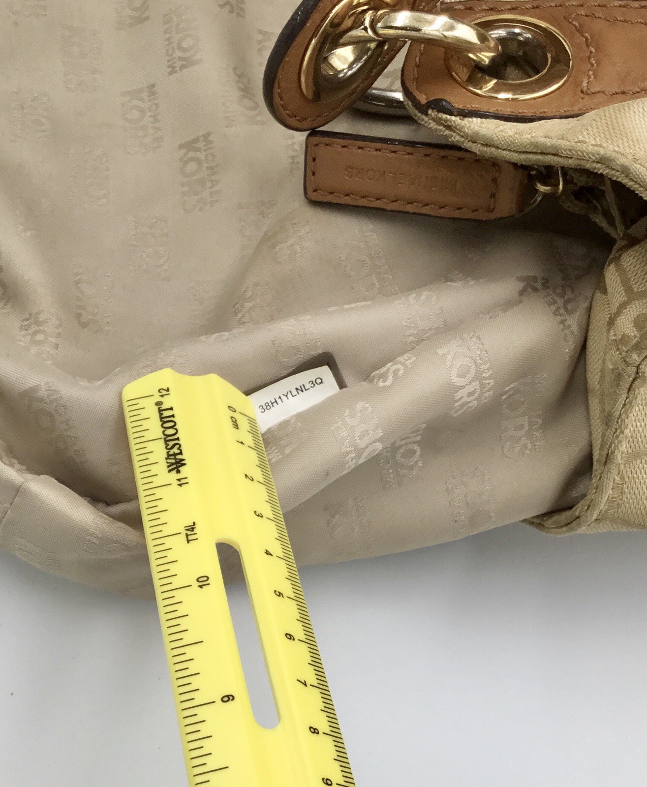 Michael Kors Ludlow Large Signature Jacquard Shoulder Bag Leather Double Handle