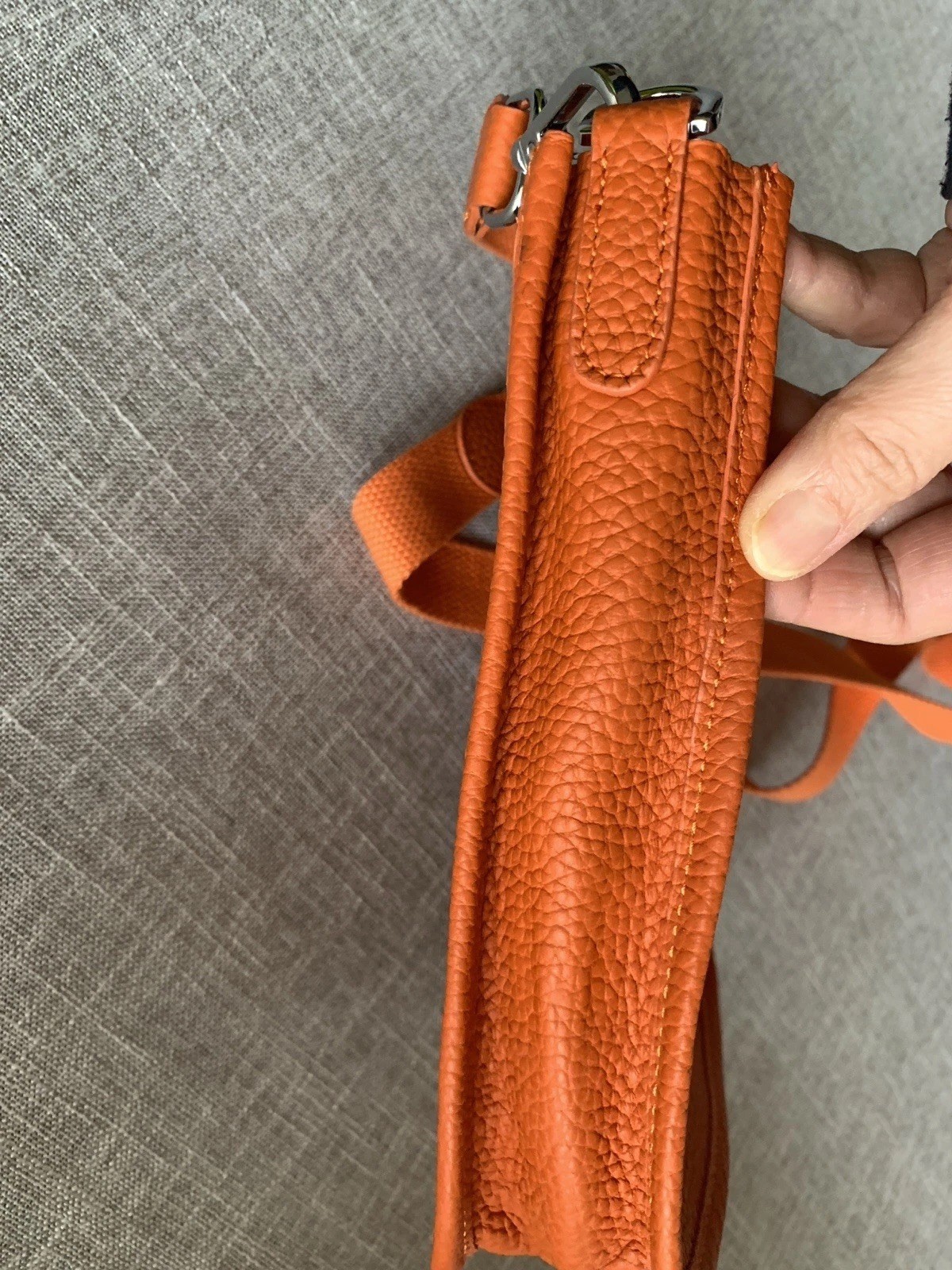 Hermes Shoulder Bag Evelyne Orange Leather Mini