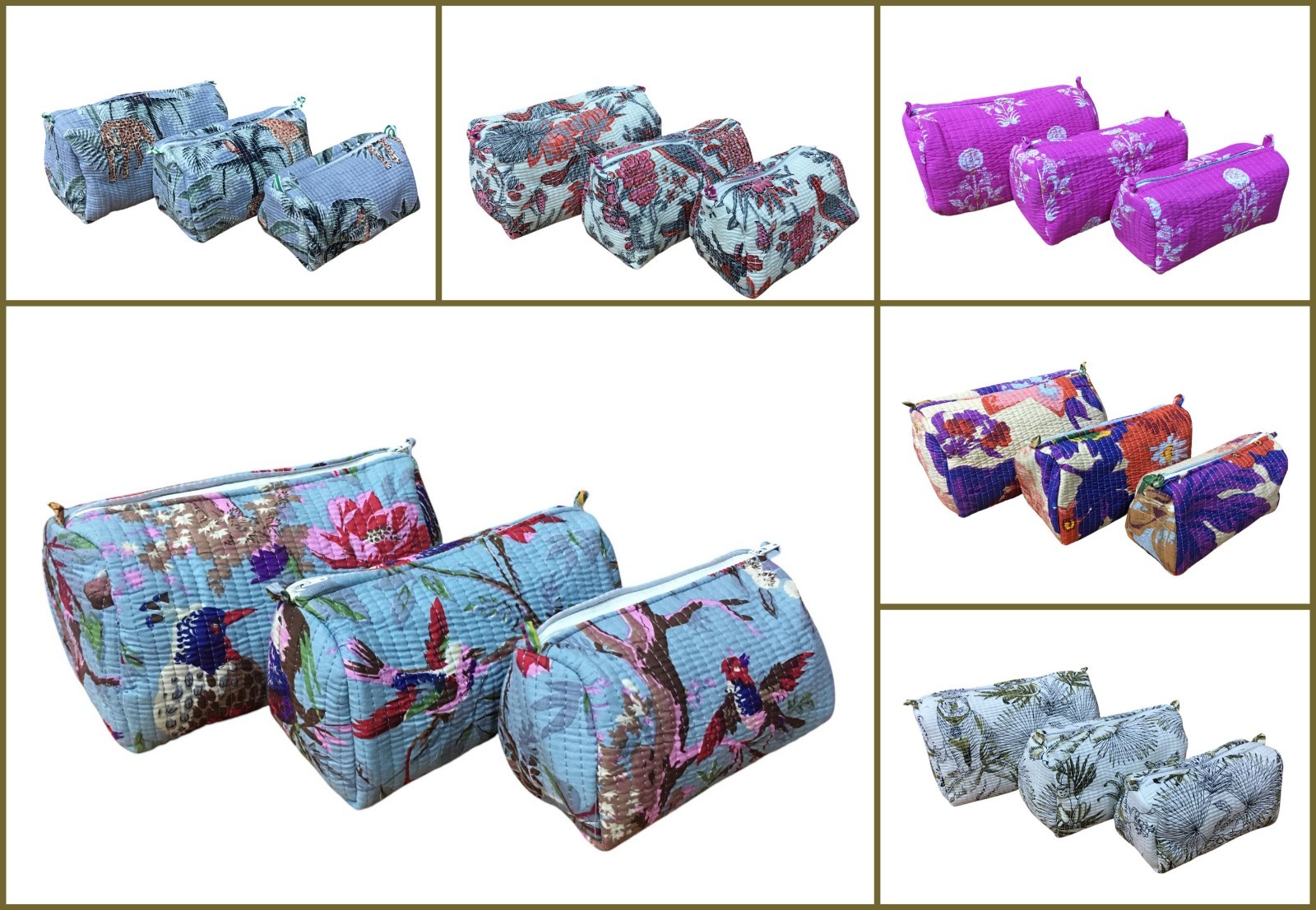 10 pcs lot 3 pcs set Cotton quilted Pouch toiletry Bag for Travel Storage Makeup