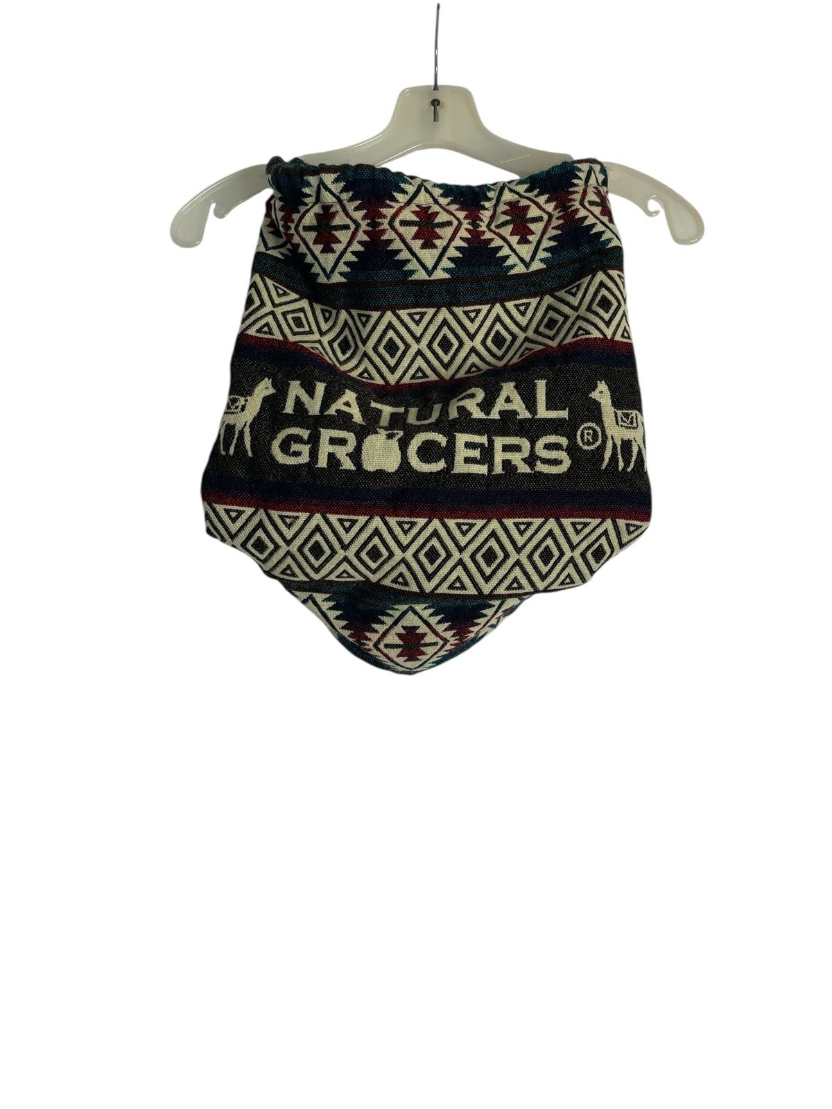 Natural Grocers Drawstring Backpack Bag Napsack Llama Woven Hipster Natural