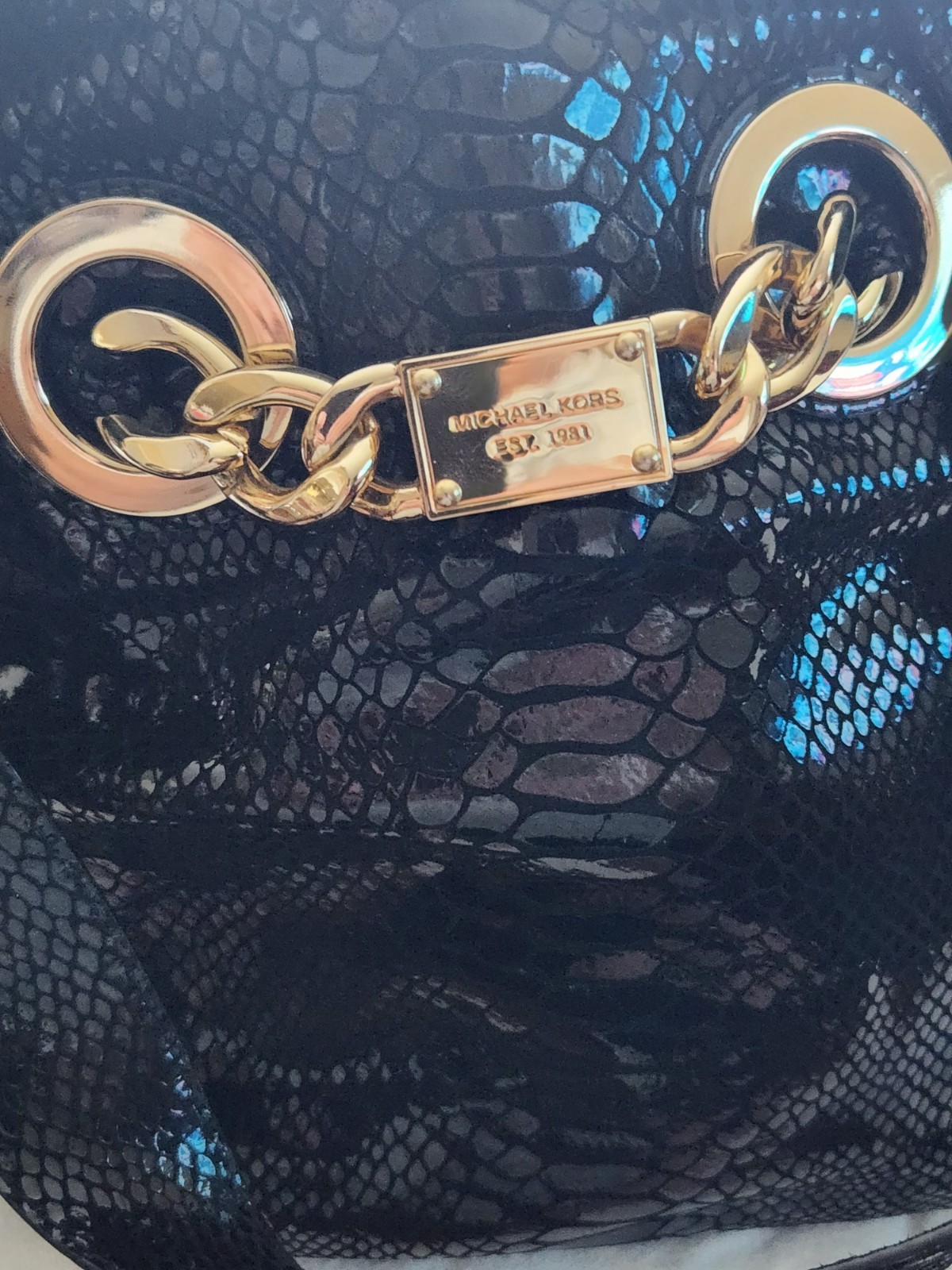 Michael Kors Python -Embossed Leather shoulder bag Lilly Fulton Collection