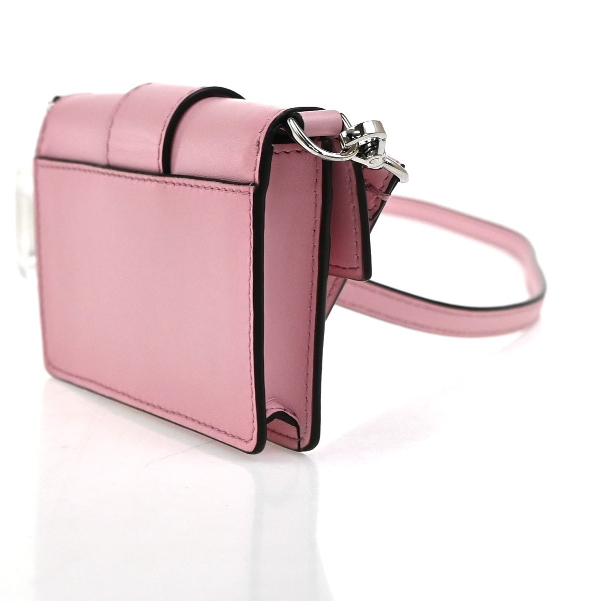 FENDI Logo Micro Baguette Crossbody Shoulder Hand Bag Leather Pink SHW 76YJ049
