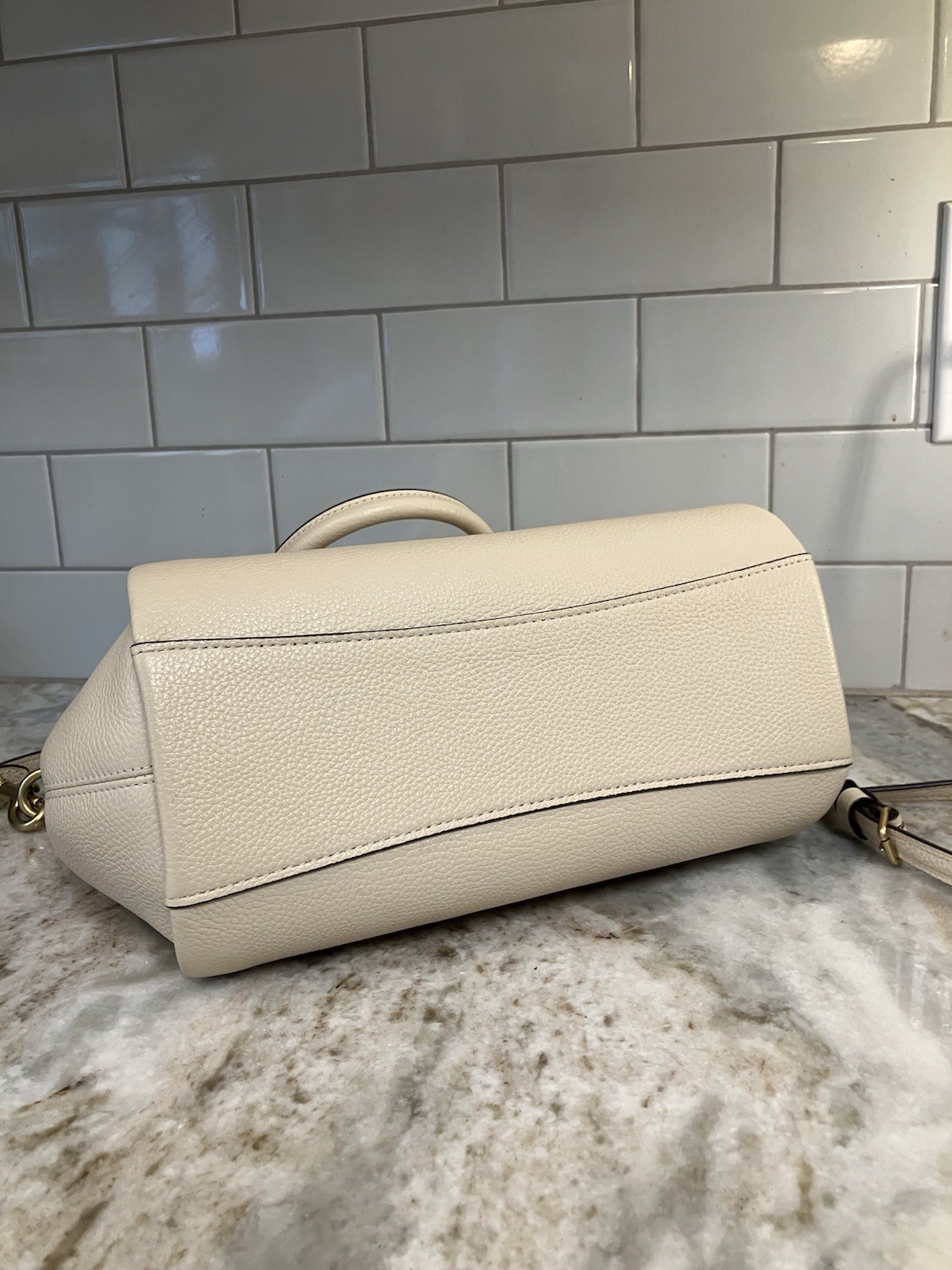Coach Elise Satchel pebble leather crossbody bag 79316 Beechwood Cream