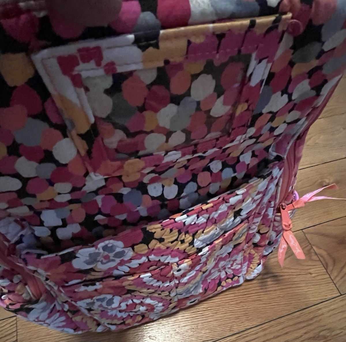 Vera Bradley Backpack Pink, Orange, Yellow, Blue Gray Flowers Lots of Pockets