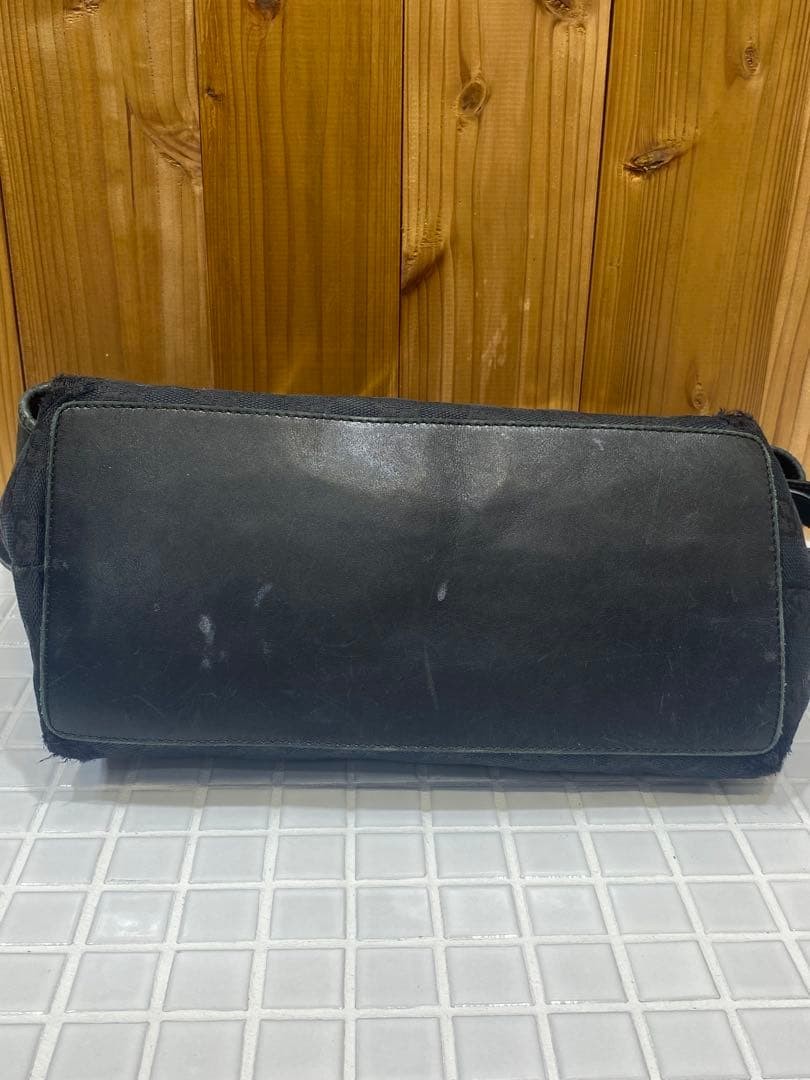 GUCCI Canvas Tote Bag Black Women Auth 14.17 x 12.20 x 4.33inch