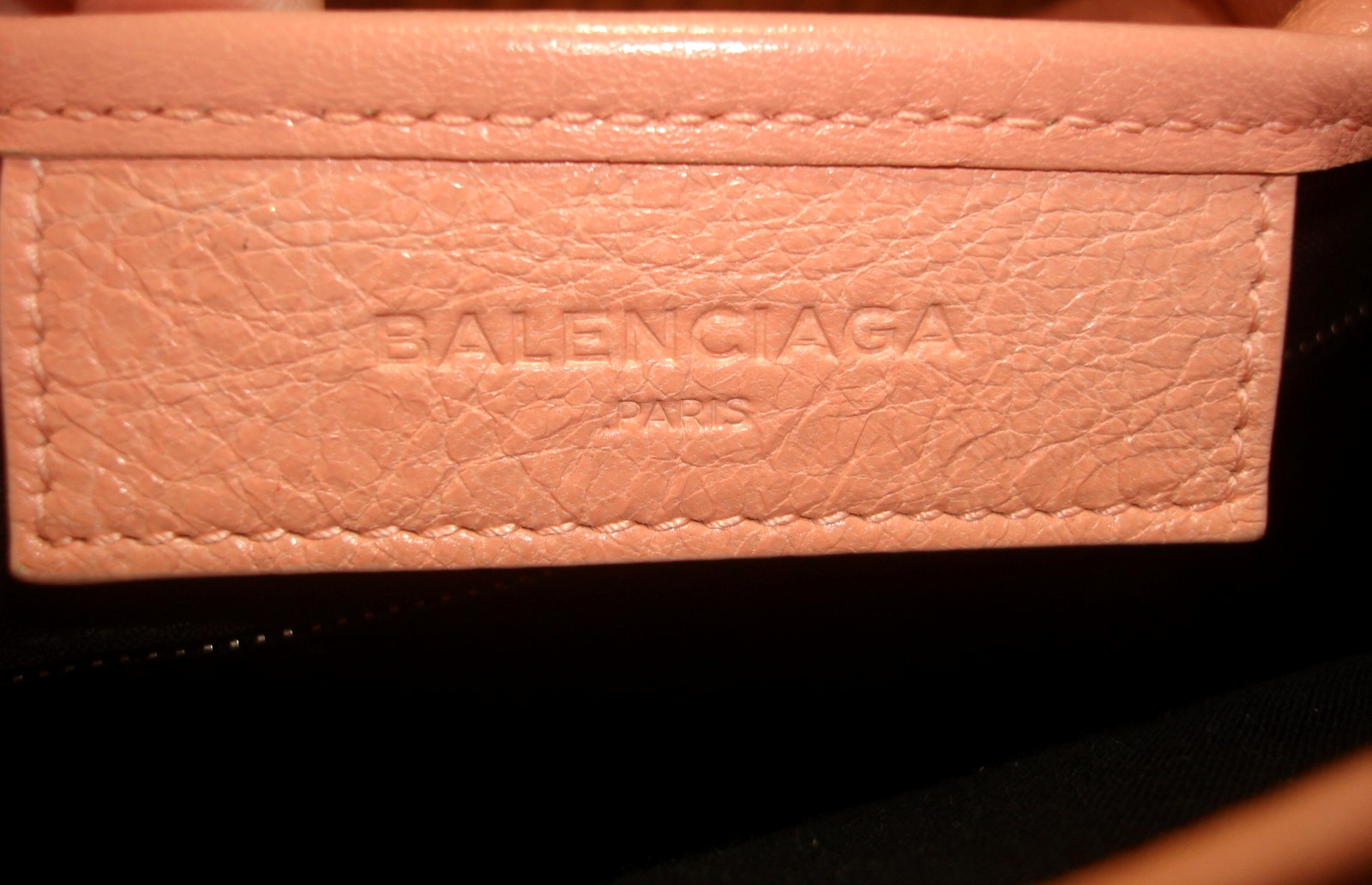 Balenciaga Gorgeous Peach-Pink Textured Leather Navy Cabas S Satchel Tote EUC!