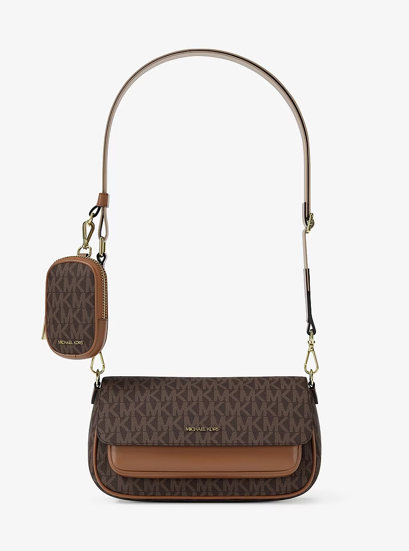 Michael Kors Jet Set Travel Small Signature Logo Crossbody Bag With Pouch Brown