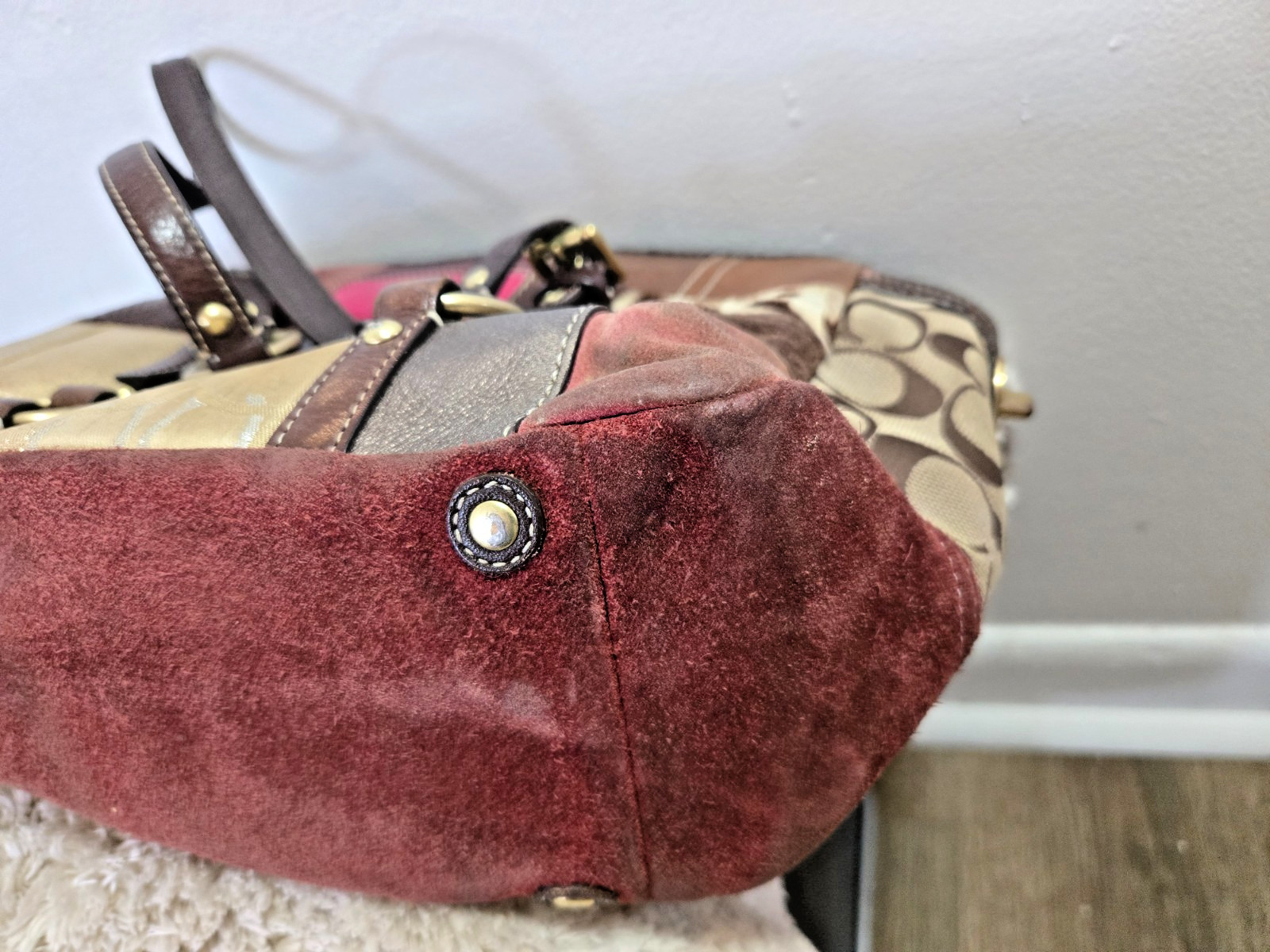 Vintage Coach Y2K Patchwork Shoulder Bag w/ Turnlocks & Zipper F10437 Authentic!