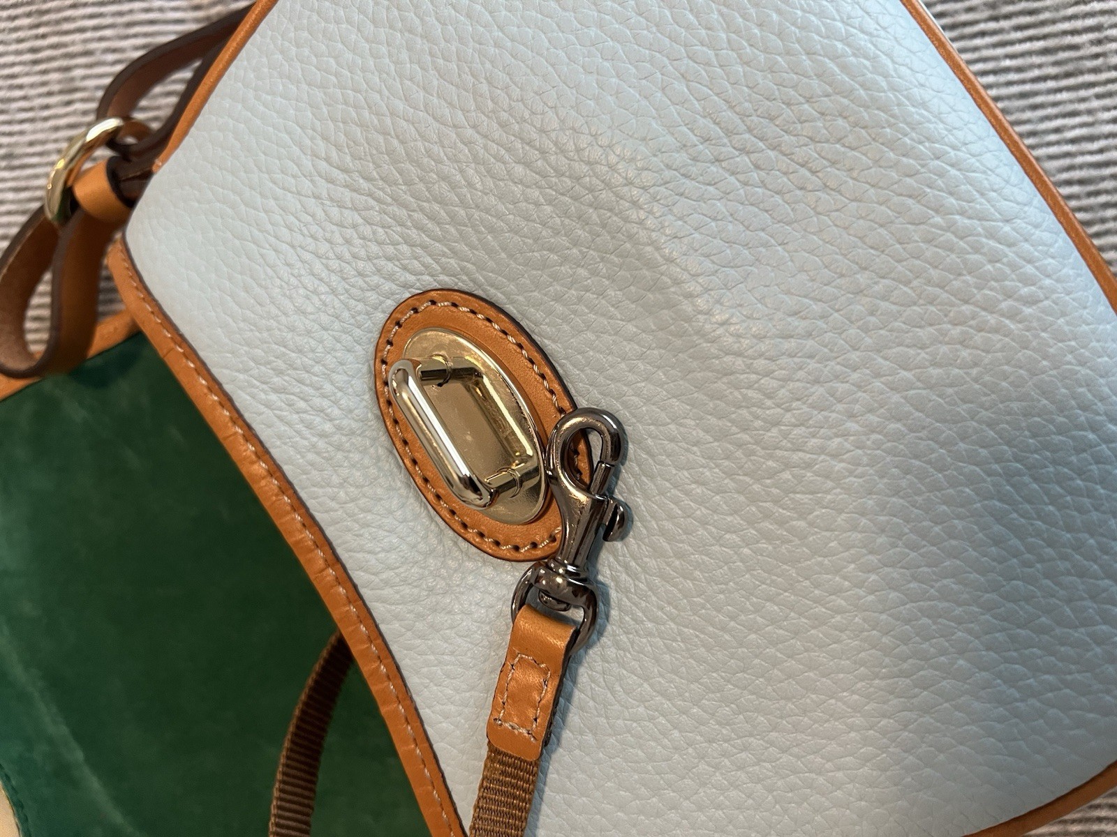 Dooney & Bourke Cristina/Christina Satchel Light Baby Blue and Saddle