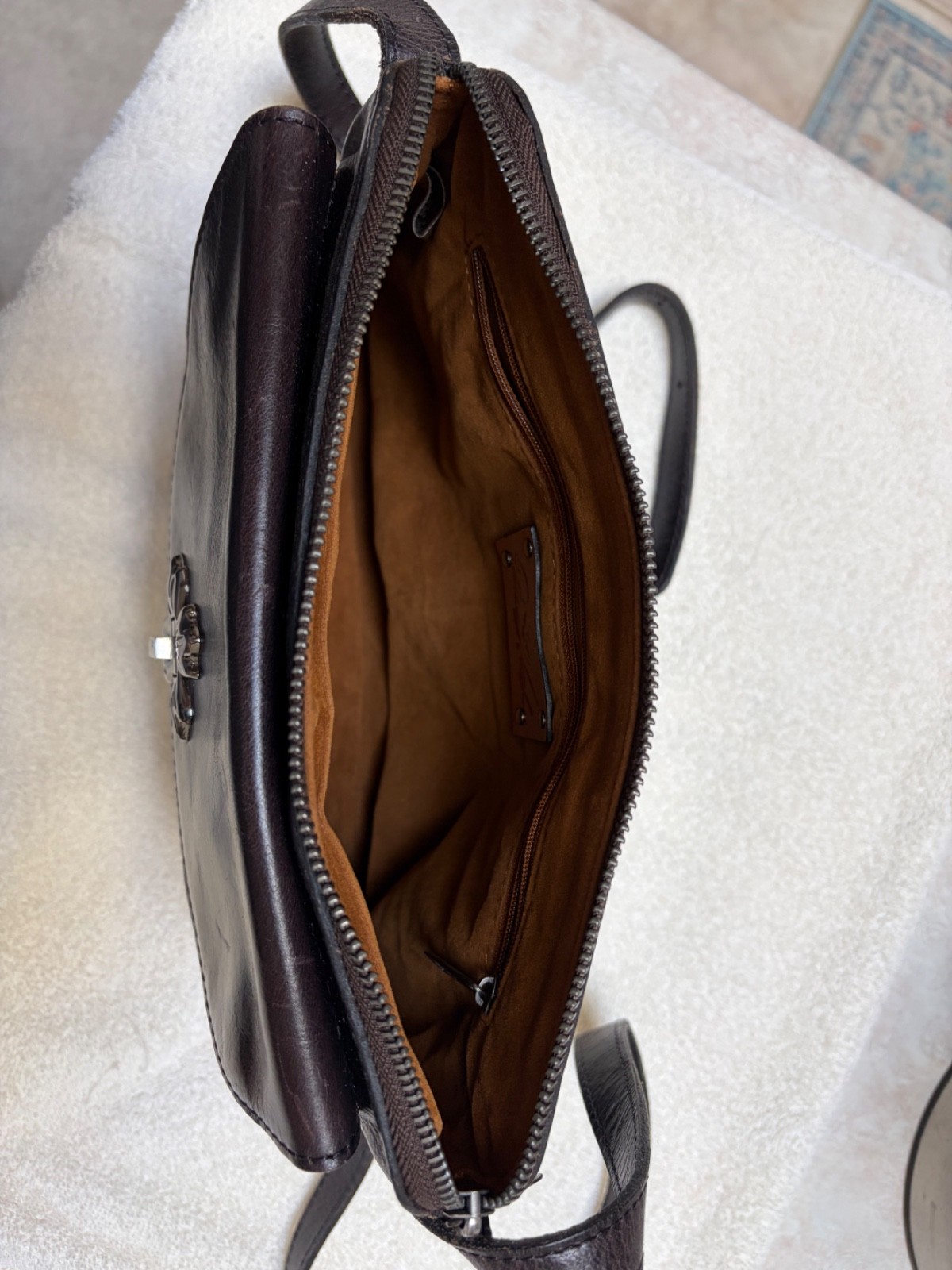 Patricia Nash “SALINA” Distressed Smoke Leather Crossbody Bag Ret. $170