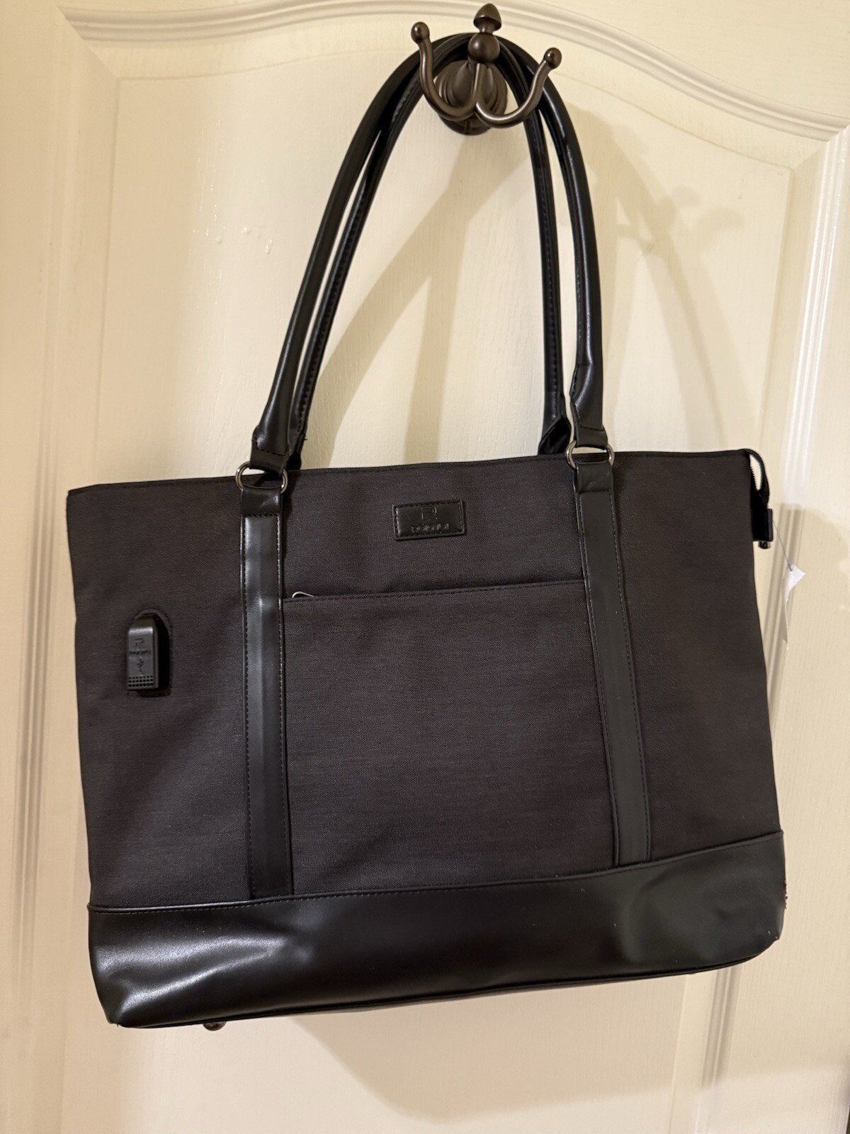 Relavel 20″ Laptop Tote Bag for 15.6″ Laptop with USB Charging Port- Black