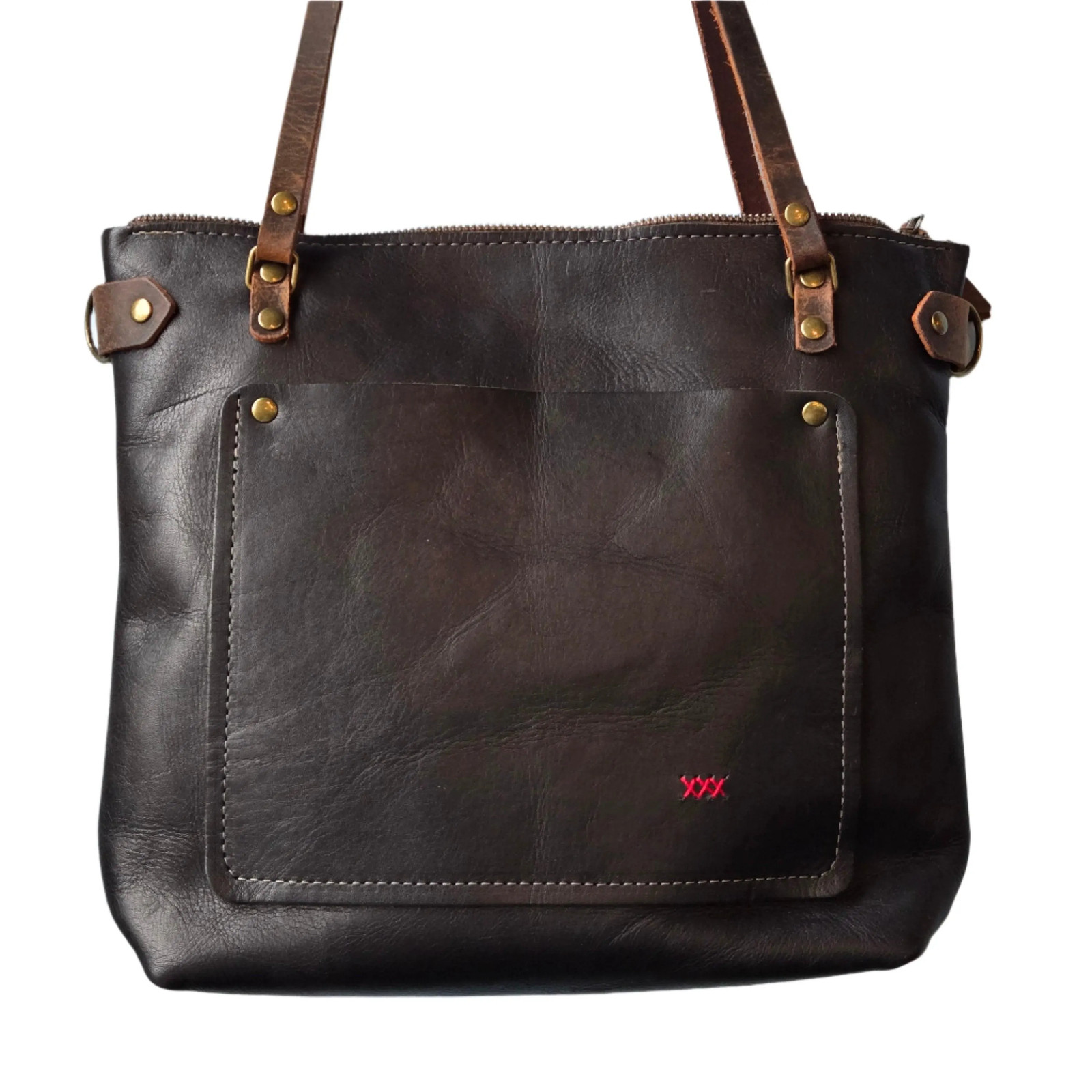Handmade Classic Leather Tote Bag * Small Black Purse* Leather Shoulder Bag
