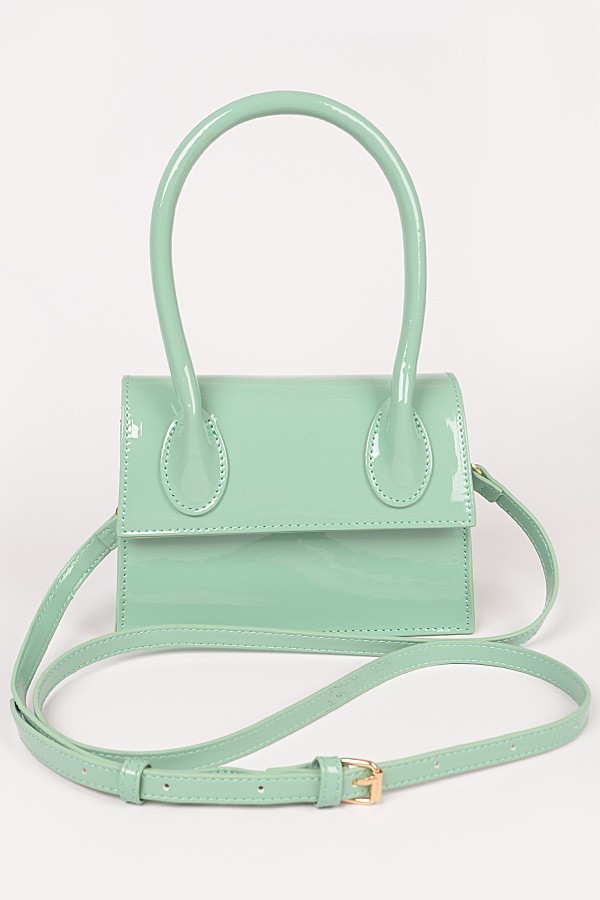 Enamel Top Handle Crossbody Bag