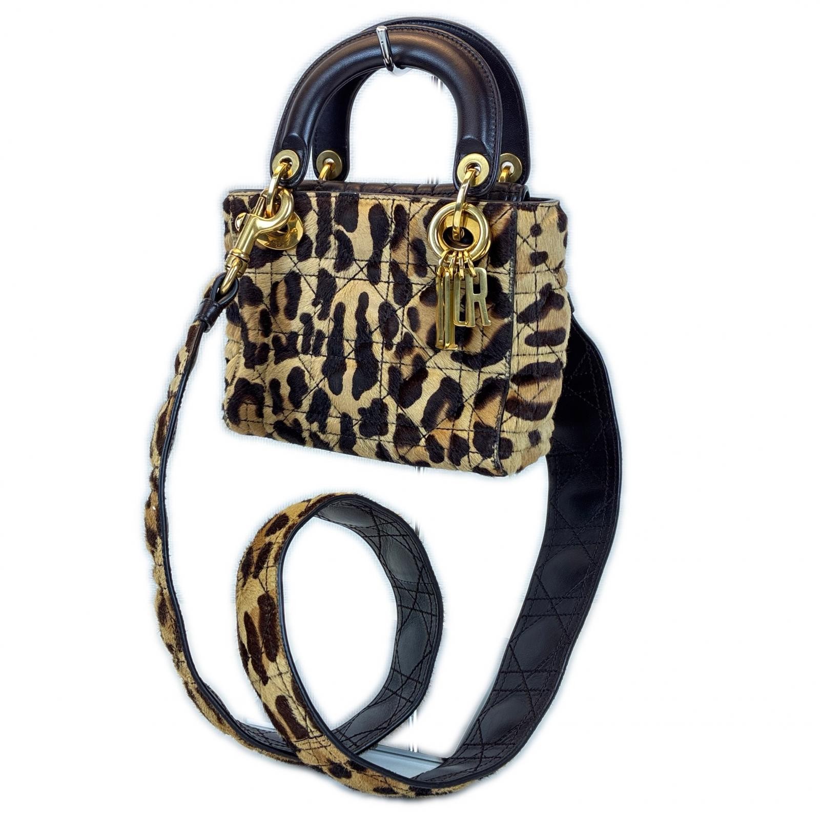 Christian Dior Lady Dior Mini Handbag Harako Brown