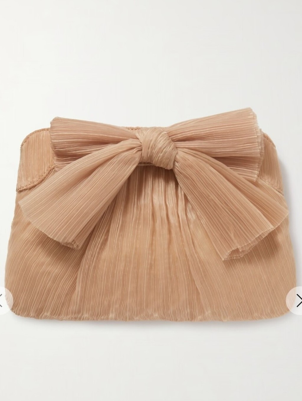 LOEFFLER RANDALL Rayne bow-embellished plissé-organza clutch NWT $250 (No Strap)