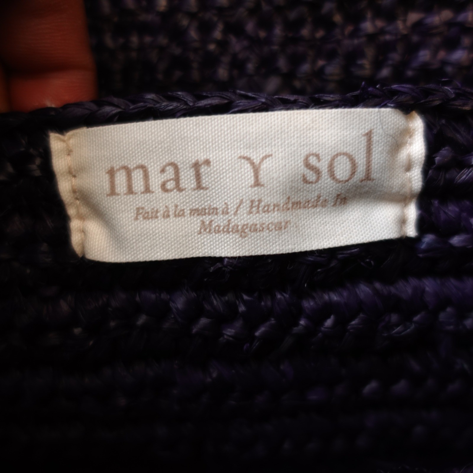 Mar Y Sol Raffia Shoulder Tote Bag Navy Indigo Straw Woven Shopper Beach Boho