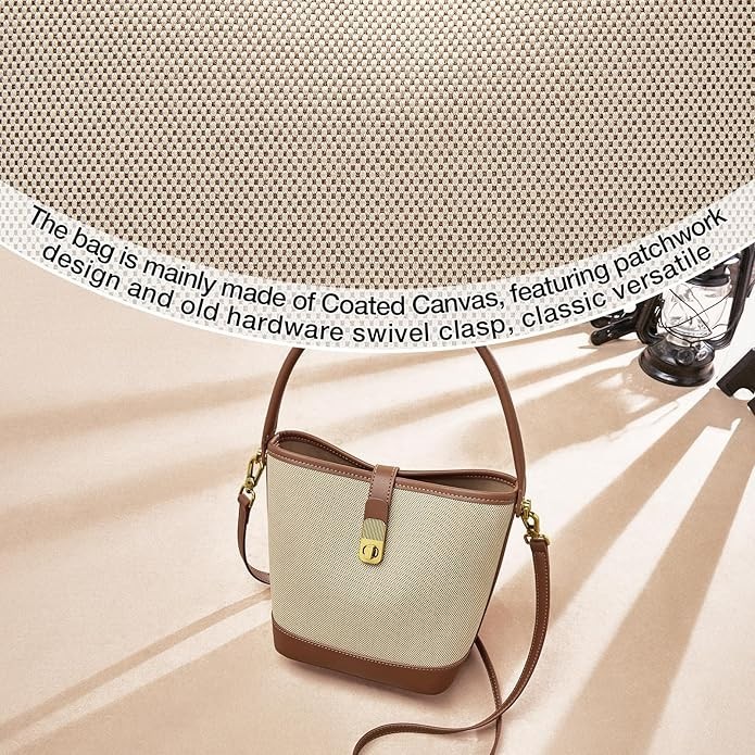 FOXLOVER Coated Canvas Bucket Crossbody Bags Top-Handle Handbags Small Satchel