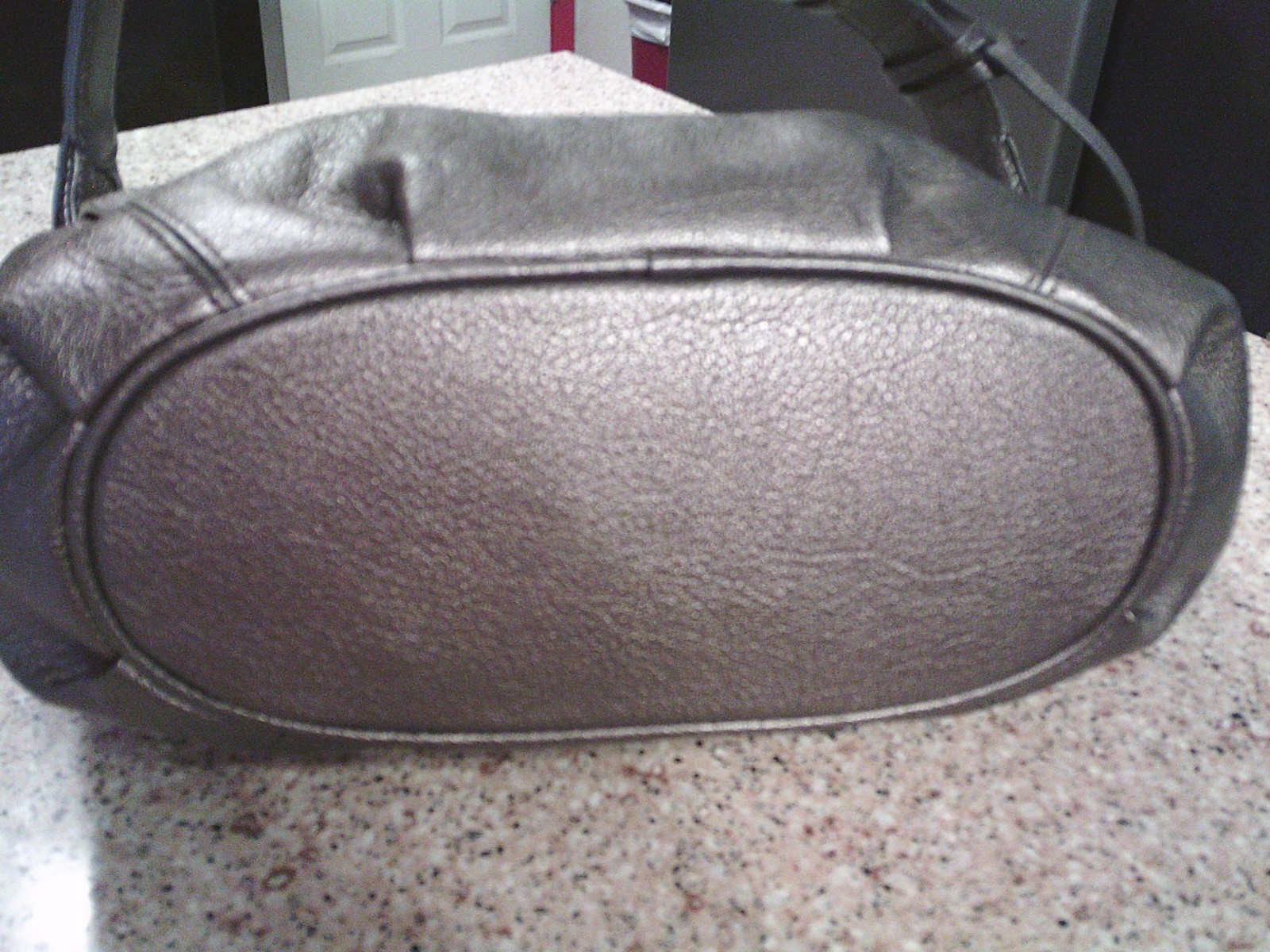 BRIGHTON METALLIC PEWTER HOBO WITH SILVER PLATED FLORAL LACE