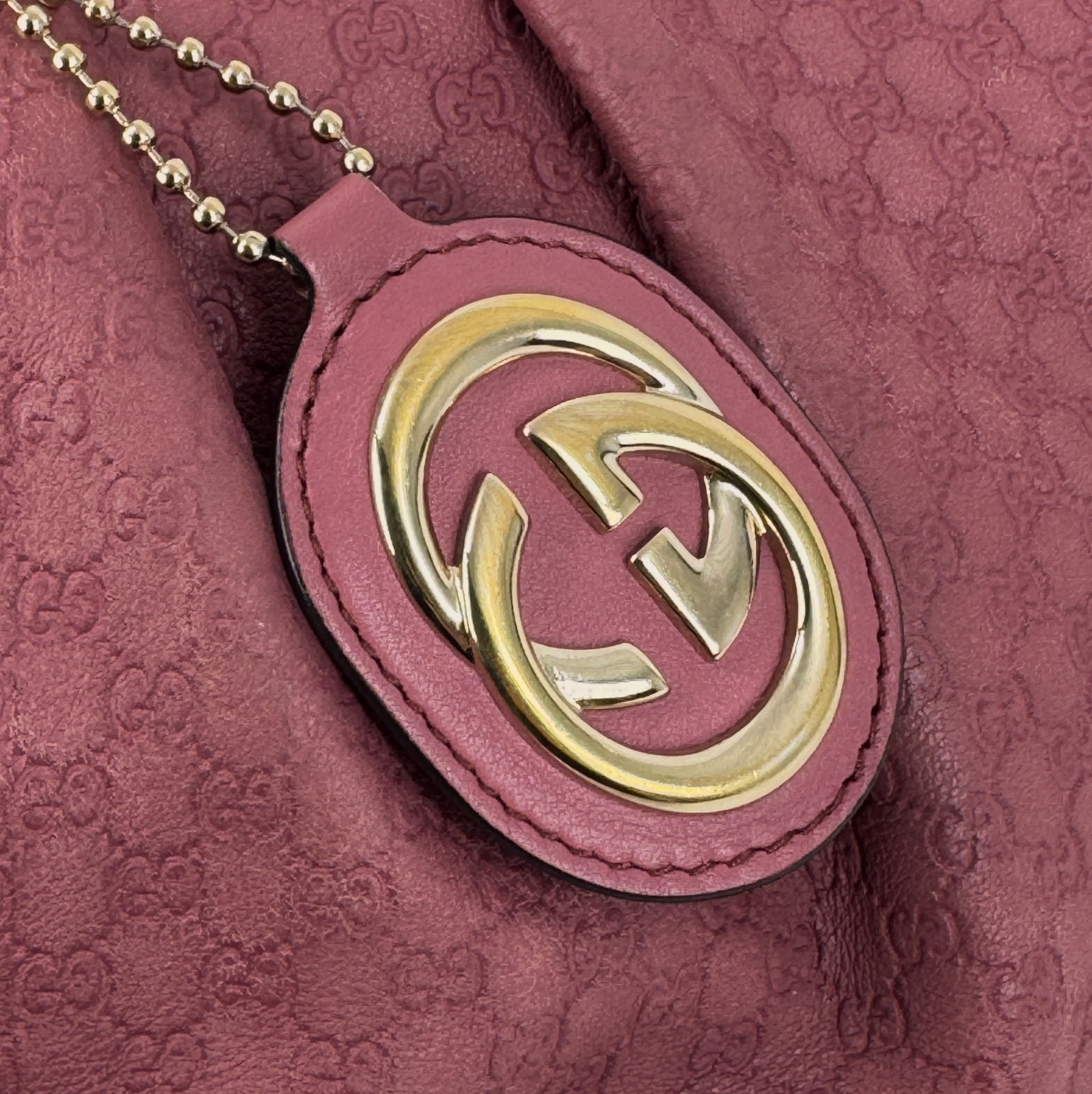 Gucci Shoulder Bag Sukey Leather Shima Pink Authentic 420T0450