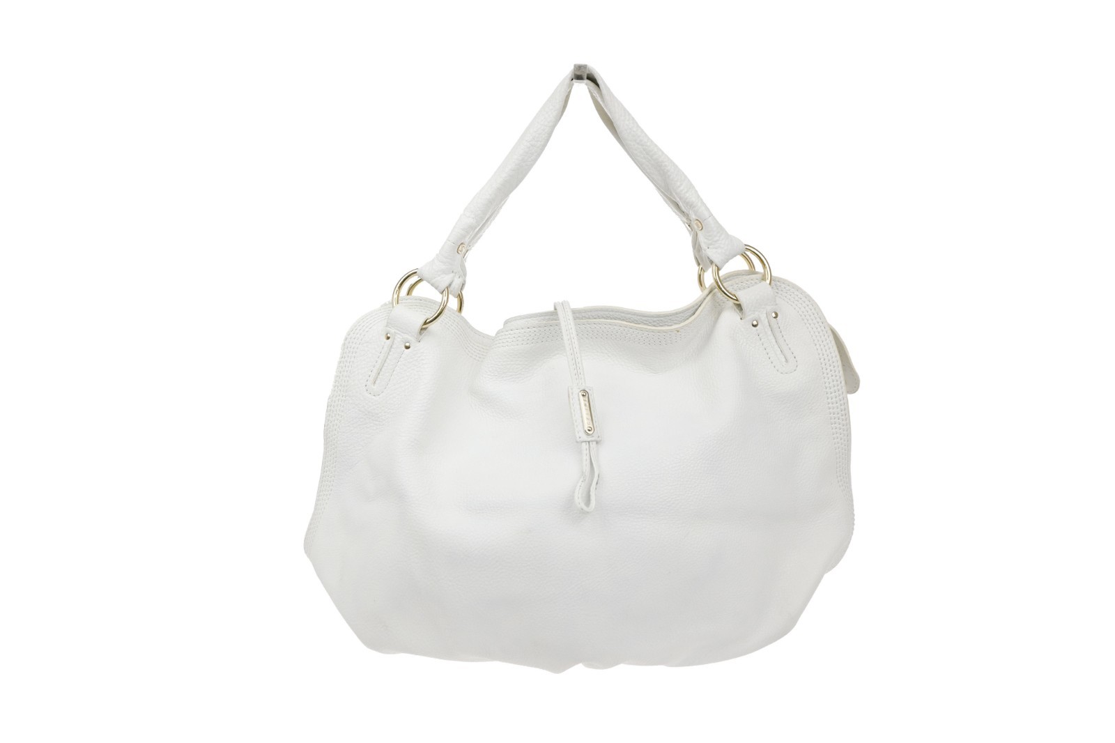 CELINE Logo Bittersweet Shoulder Hand Bag Leather Gold White GHW 35CA528