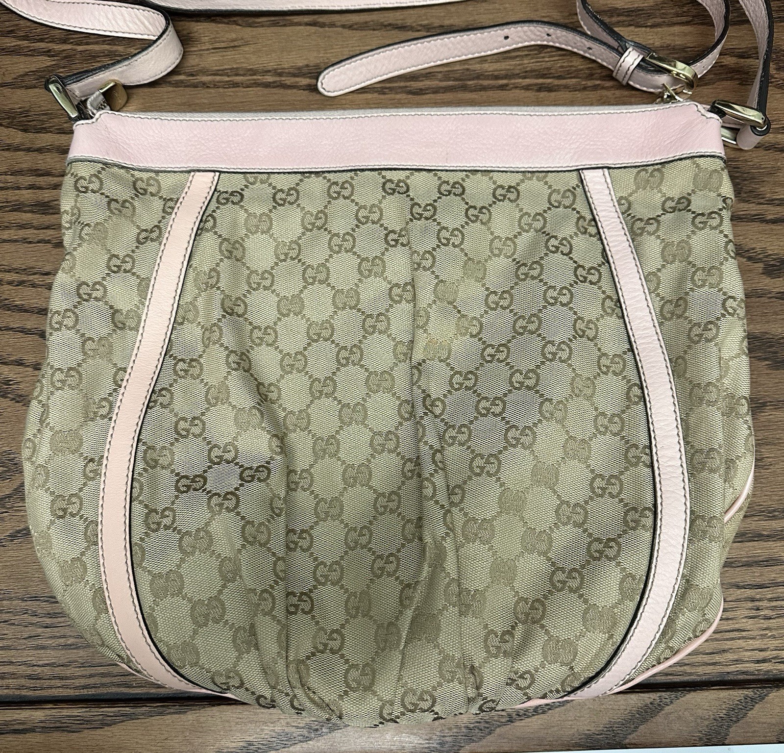 Gucci Crossbody Pink Biege Canvass Leather