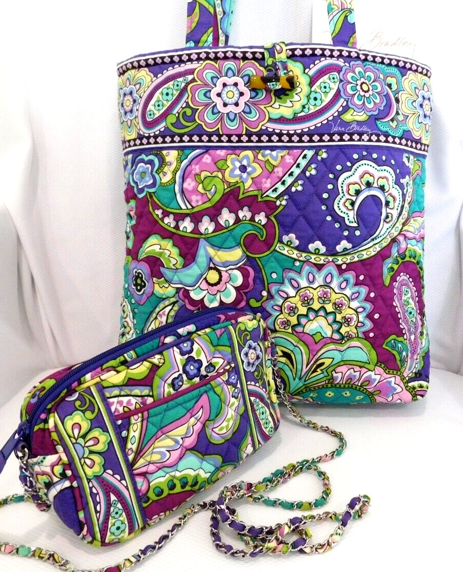 VERA BRADLEY Tote Bag & Matching Crossbody Purse – Heather Pattern – Very Nice