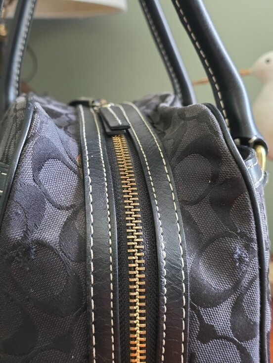 Coach 10532 Hamptons Signature Satchel Black Jacquard Leather Bag Y2K