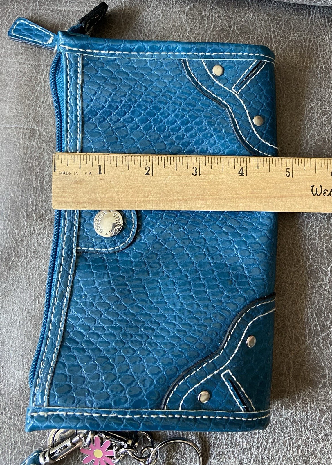Strada Turquoise Wristlet W/Charms Inside Pocket Polyvinyl chloride (Vinyl)