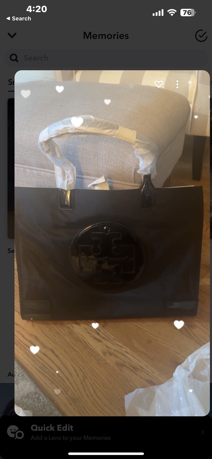 NWT Tory Burch Ella Nylon Tote Large Shoulder Bag Travel Bag in Black