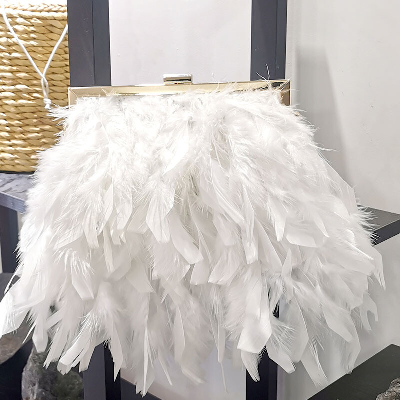 Elegant Evening Party Fluffy Feather Purses Handbag Crossbody Bag Clutch Handbag
