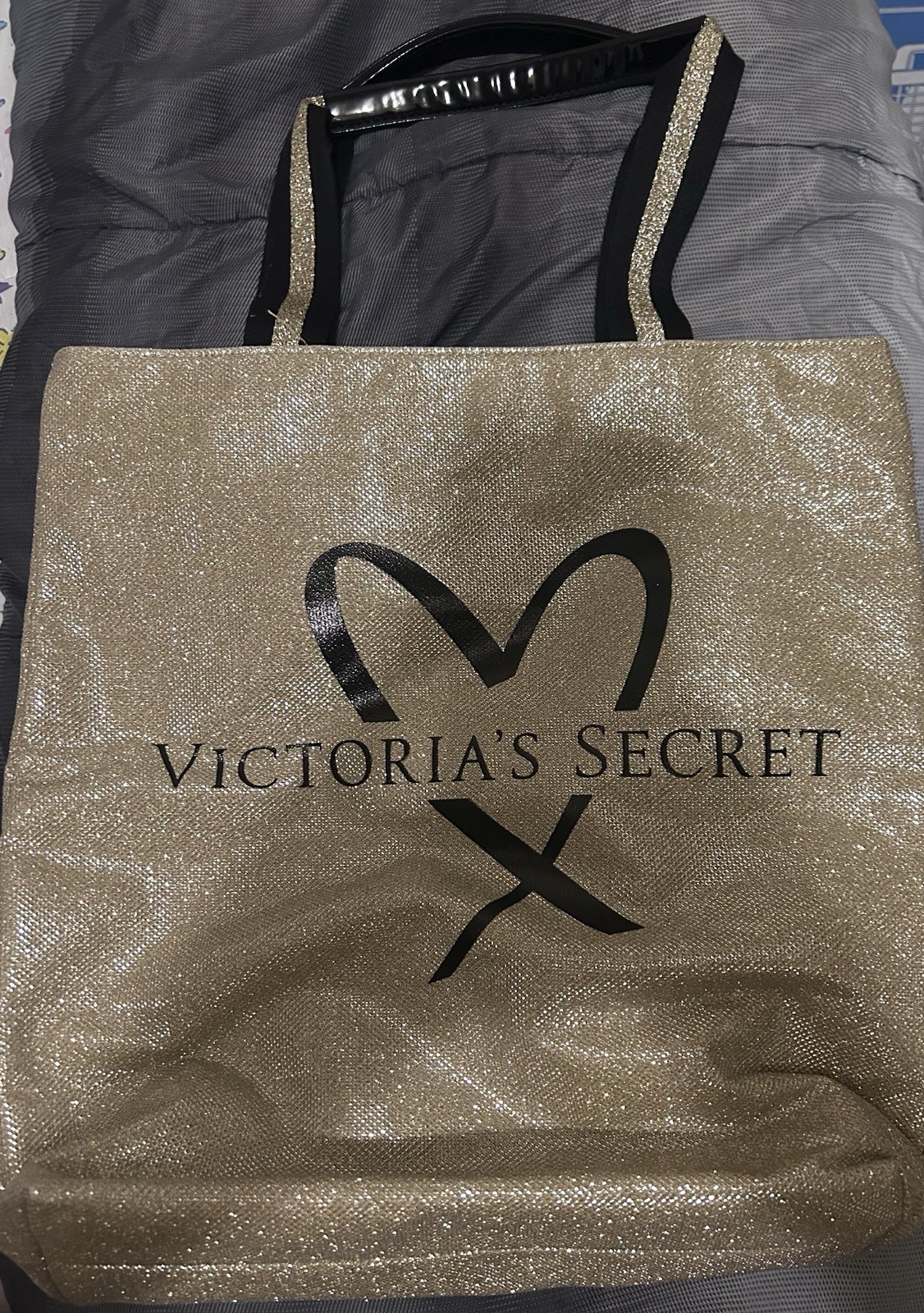 Victoria’s Secret Gold Glitter Tote Bag