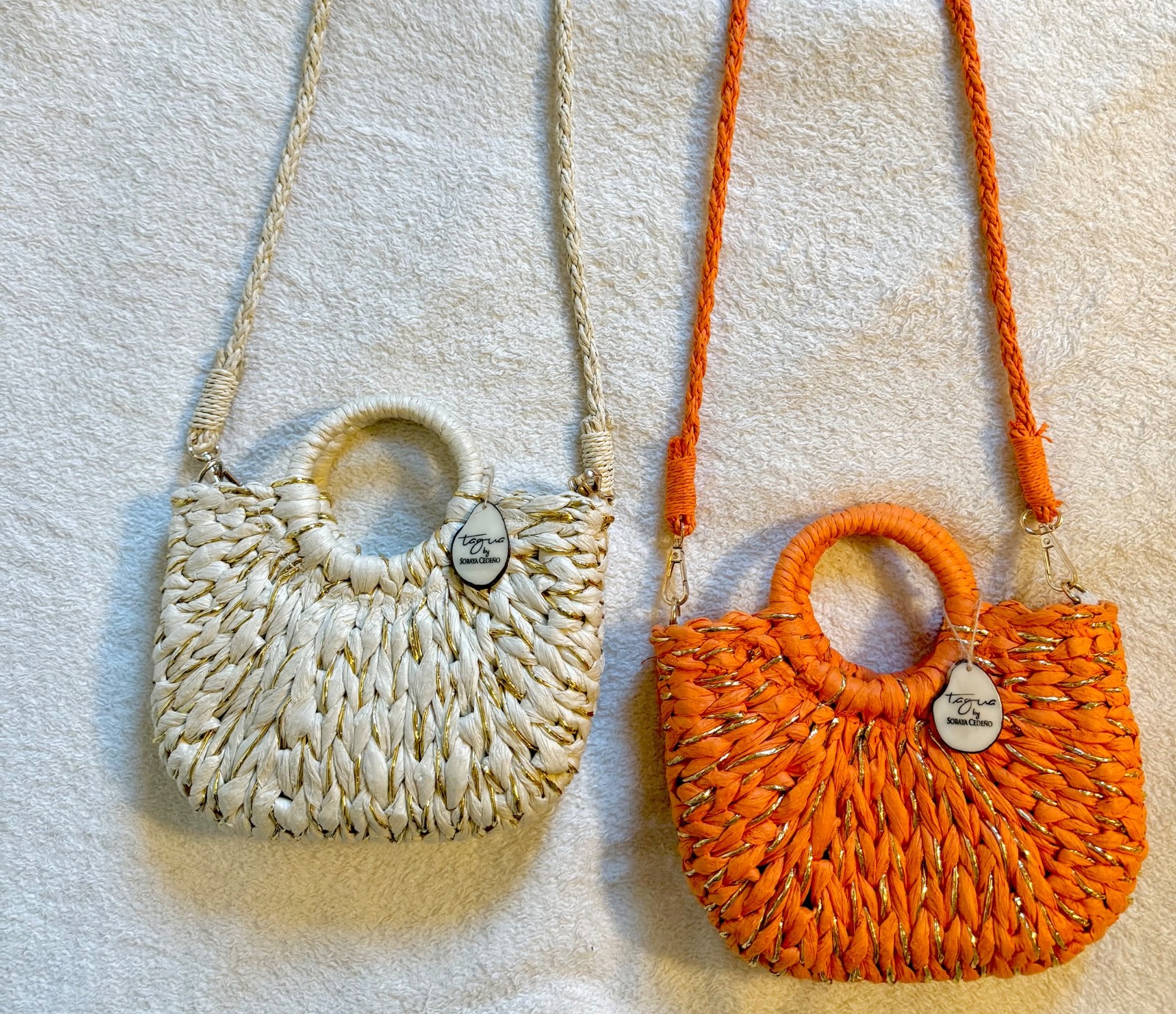 Bundle of 2 Hand-woven Straw Bag, Beach, Resortwear, Excellent Condition