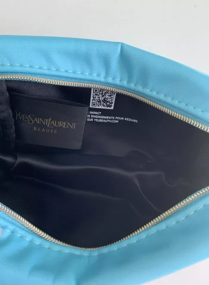 YSL Beaute Pouch Small pink blue ombre Case faux leather toiletry travel Bag