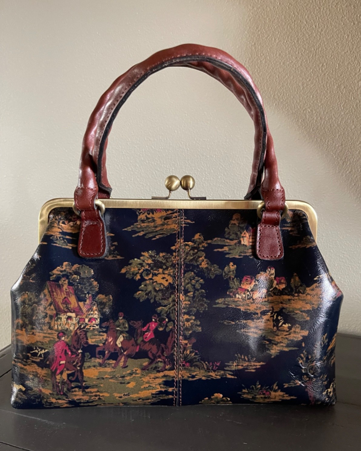 Patricia Nash Kiss Lock Large Frame Cross Body Satchel Purse Kent Countryside EU