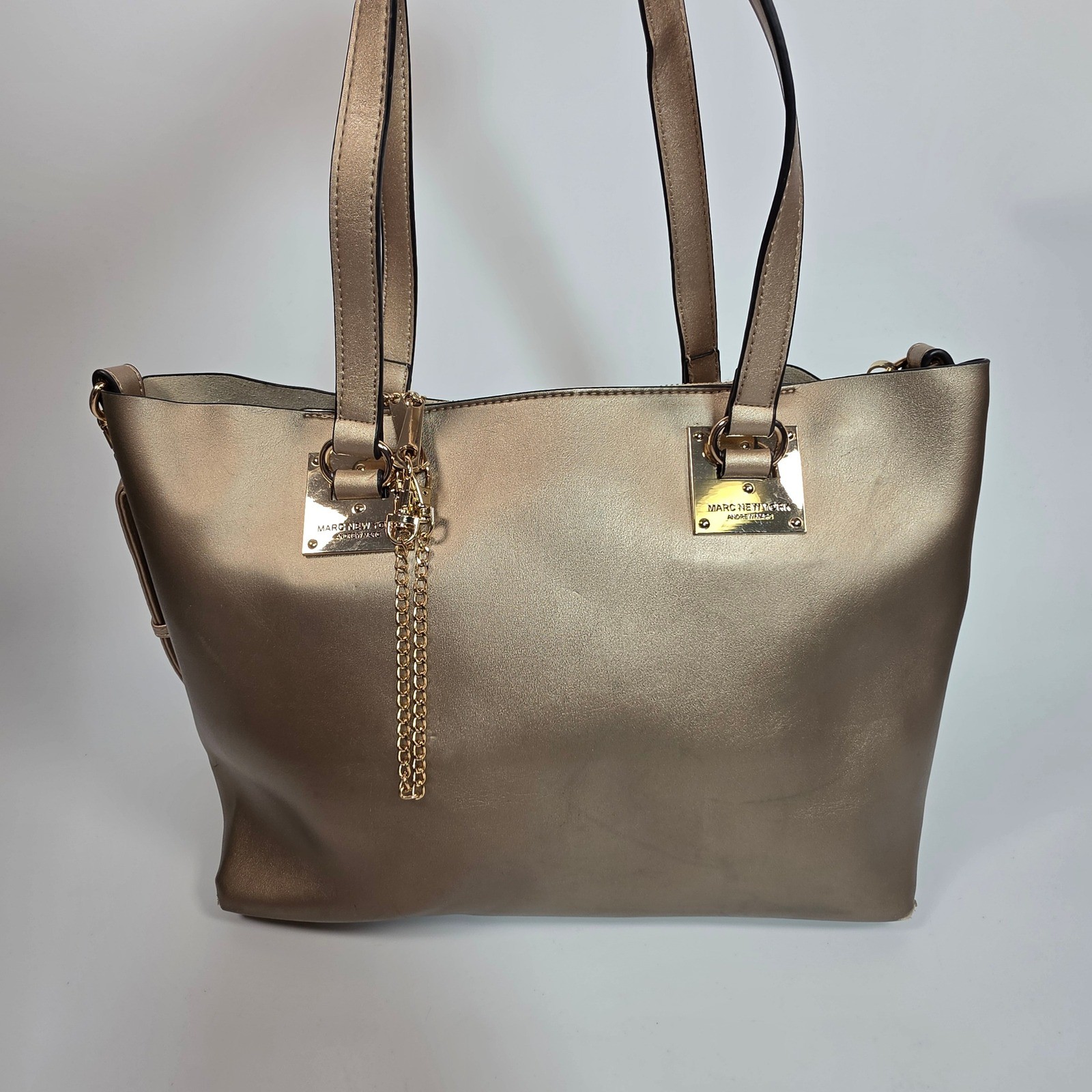 Marc New York Tote Bag Womens Large Gold Metallic Minimalist Old Money Glam