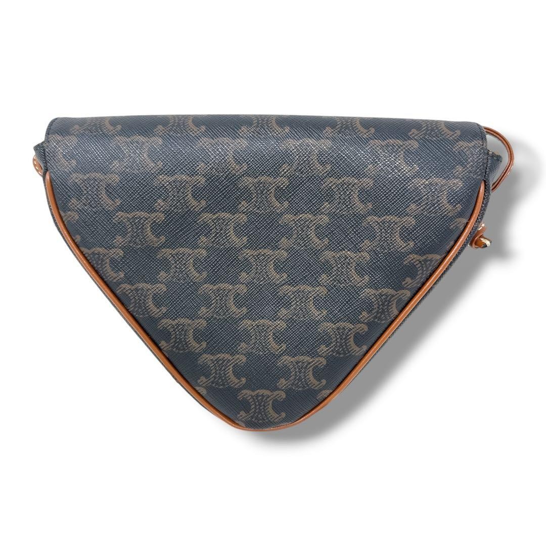 Celine Triomphe Triangle Canvas Shoulder Bag Brown Japan 075848