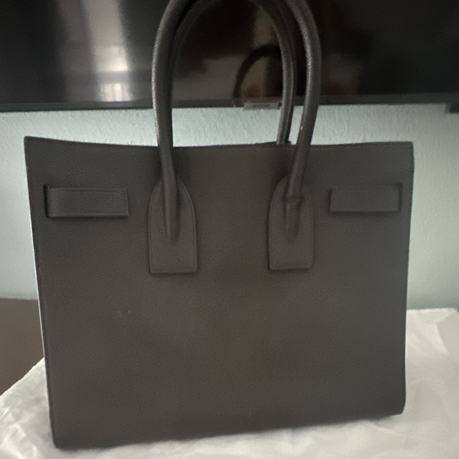 Saint Laurent Sac de Jour Black Medium Top Handle Satchel Zip, Silver, Clochette