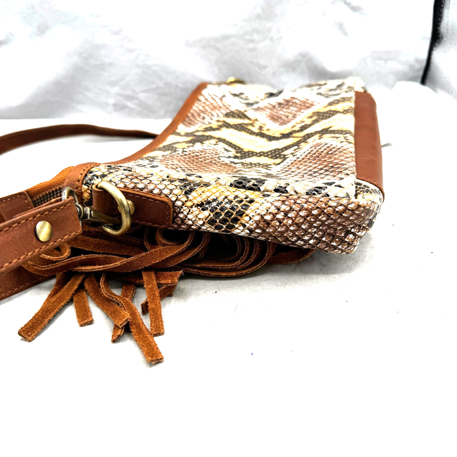 NEW Shyanne Tooled Snakeskin Fringe Crossbody Bag Purse Western Cowgirl Rodeo