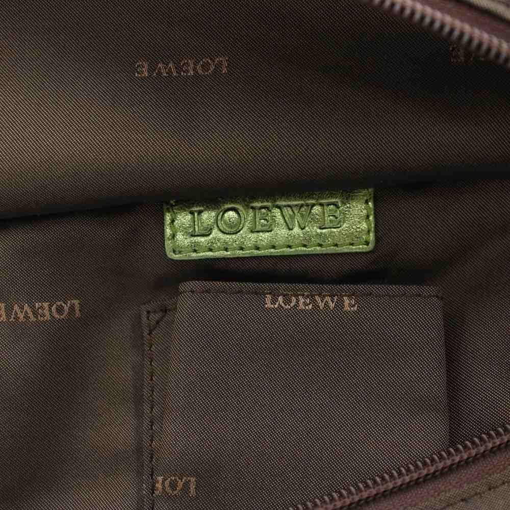 LOEWE Handbag Nappa Aire Leather Metallic Green Vintage Authentic From Japan