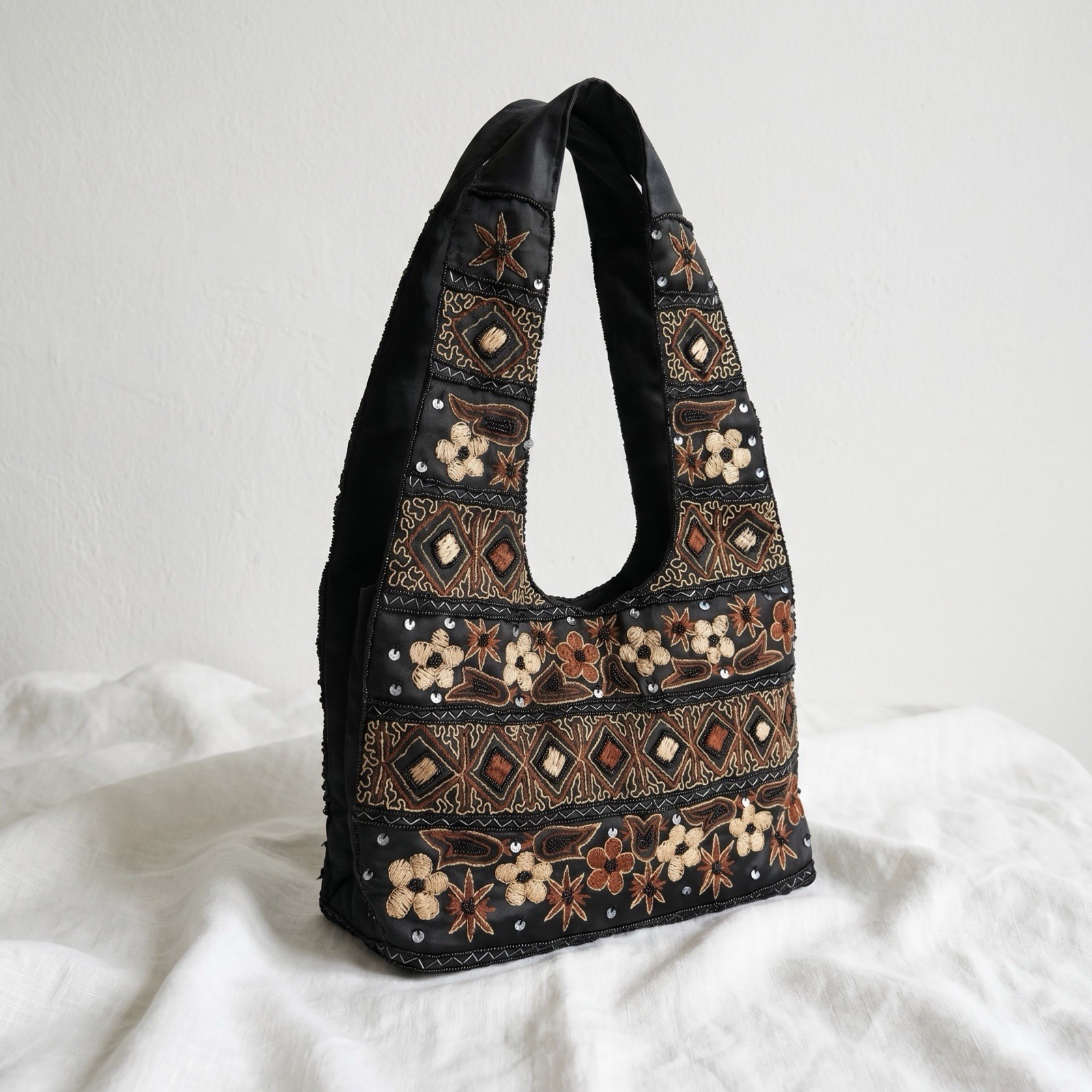 Y2K Flower Beaded Shoulder Purse Tote Bag Whimsy Fairy Grunge Boho Festival Glam
