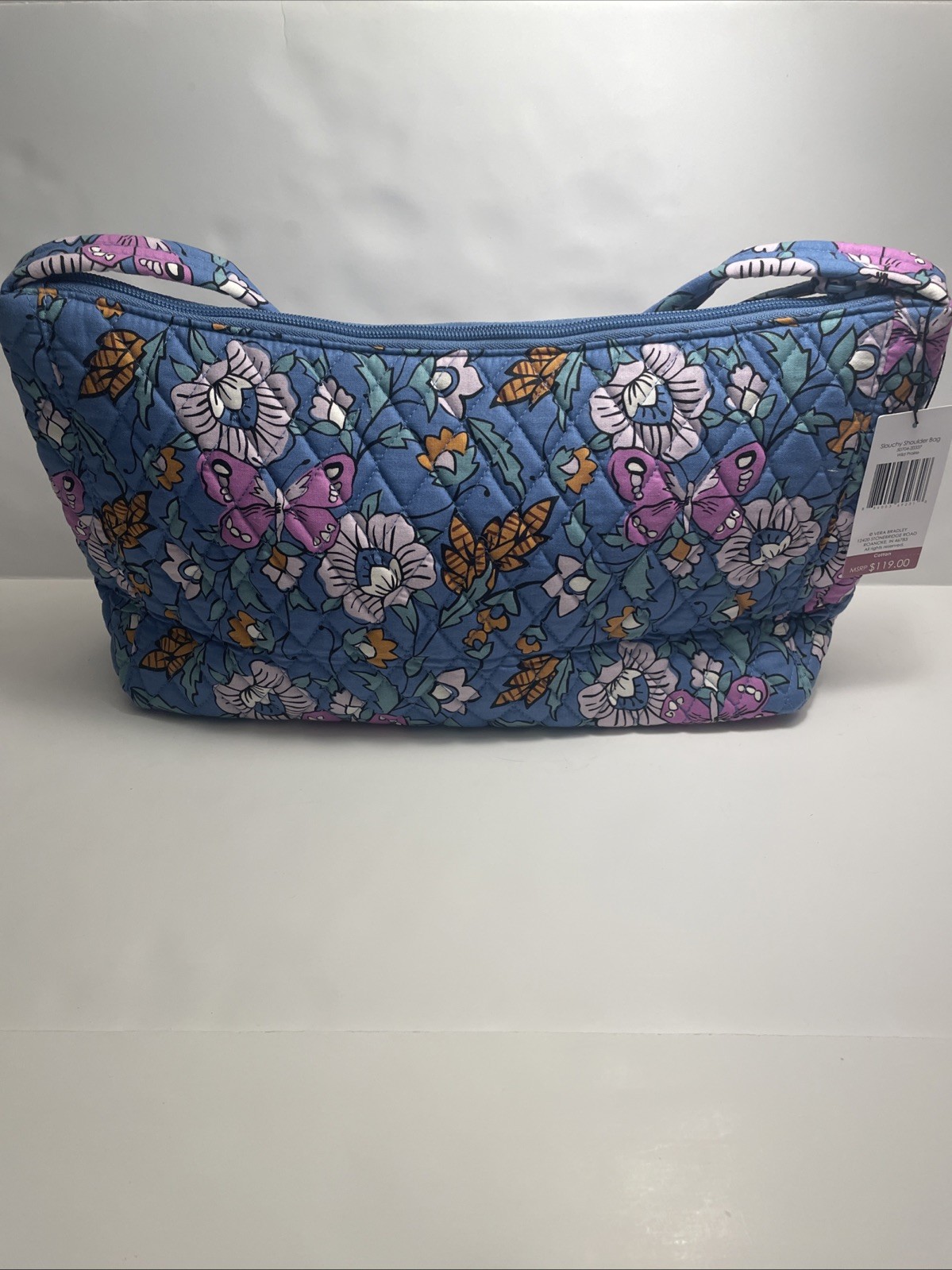 Vera Bradley NWT Slouchy Shoulder Bag – Blue Floral Wild Prairie – $119 MSRP