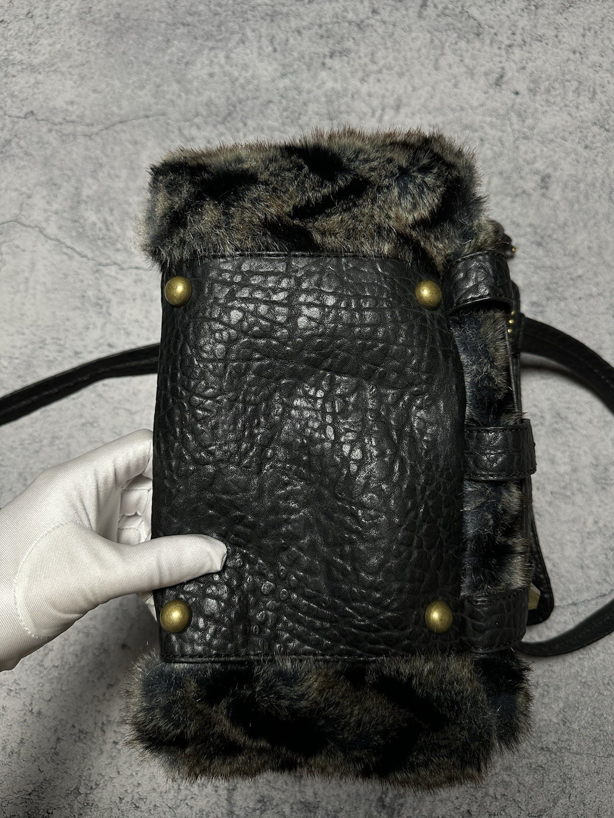 RARE Miss Sixty Vintage Faux Fur Tote Bag Guess Vibe Y2K Grunge