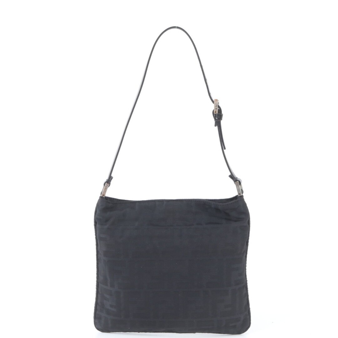 Fendi Zucca MM Shoulder Bag Leather Black EI33-8 FF Logo Mamma