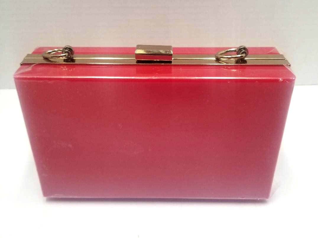 Chic Acrylic Box Clutch Evening Bag Gold Hardware Chain NEW Pick Color