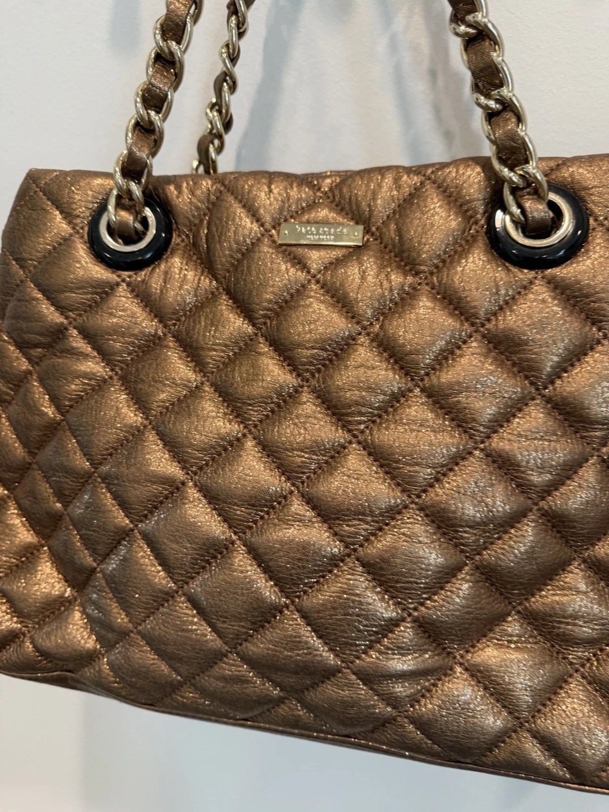 kate spade handbag Bronze Metallic Quilted Gold Chain Straps