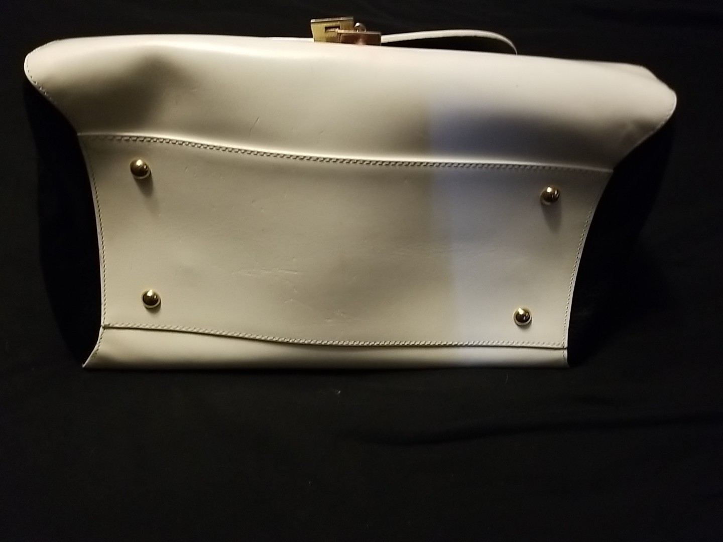 GIORGIA MILANI Purse Genuine Leather Made In Italy White & Black Gold Hardware