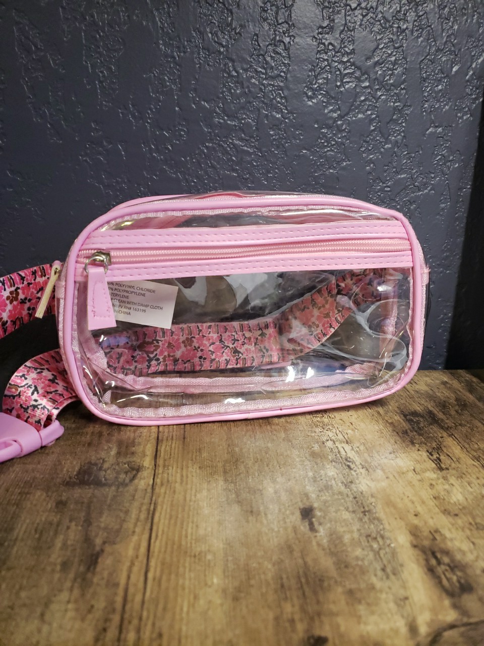 Clear Pink Stadium Fanny Pack Belt Bag PVC Adjustable Strap Zipper Closure NEW