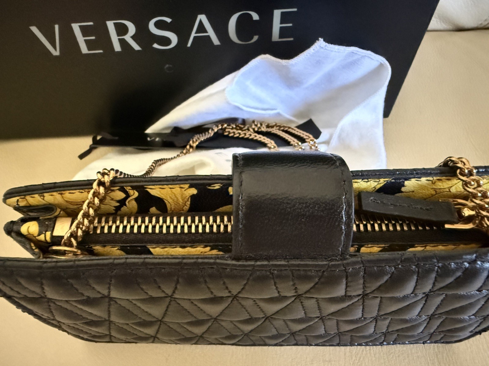Versace Virtus Mini Bag In Black Quilted Leather new