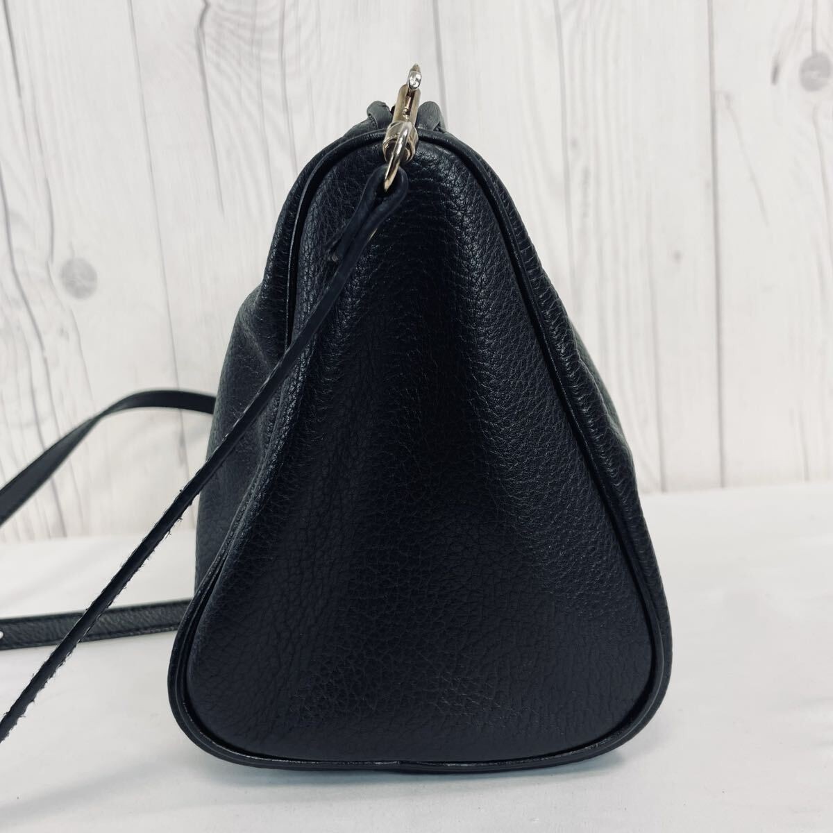Loewe Anagram Amazona Leather Shoulder Crossbody Clutch Second Bag Black Vintage