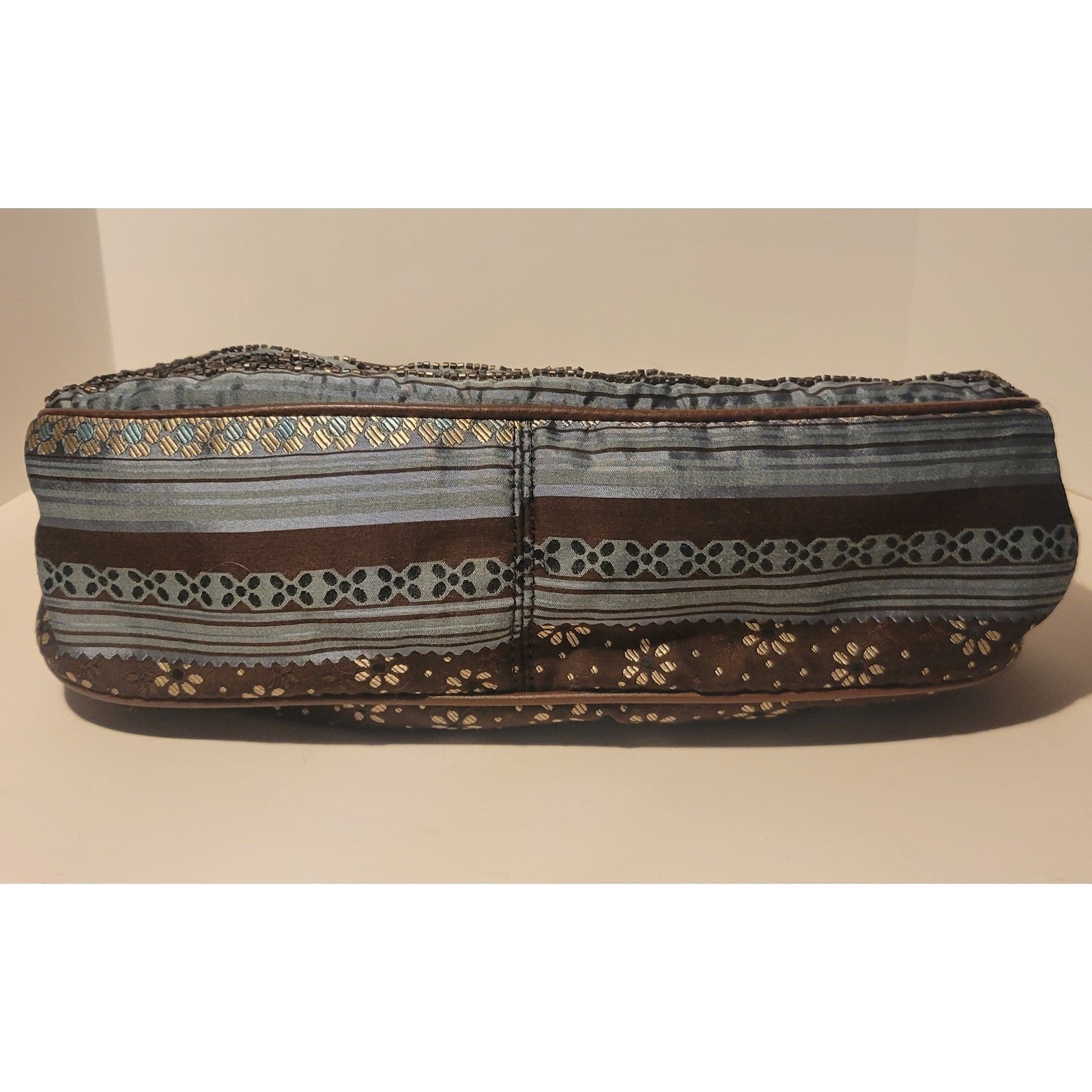 Vintage 90s Isabella Fiore Blue/ Brown Beaded Hobo Bag New Other